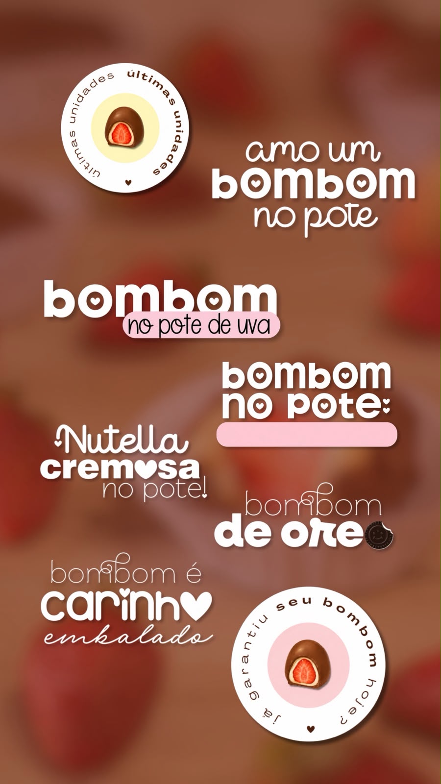 Story de confeitaria montado com figurinhas do Doce Stories