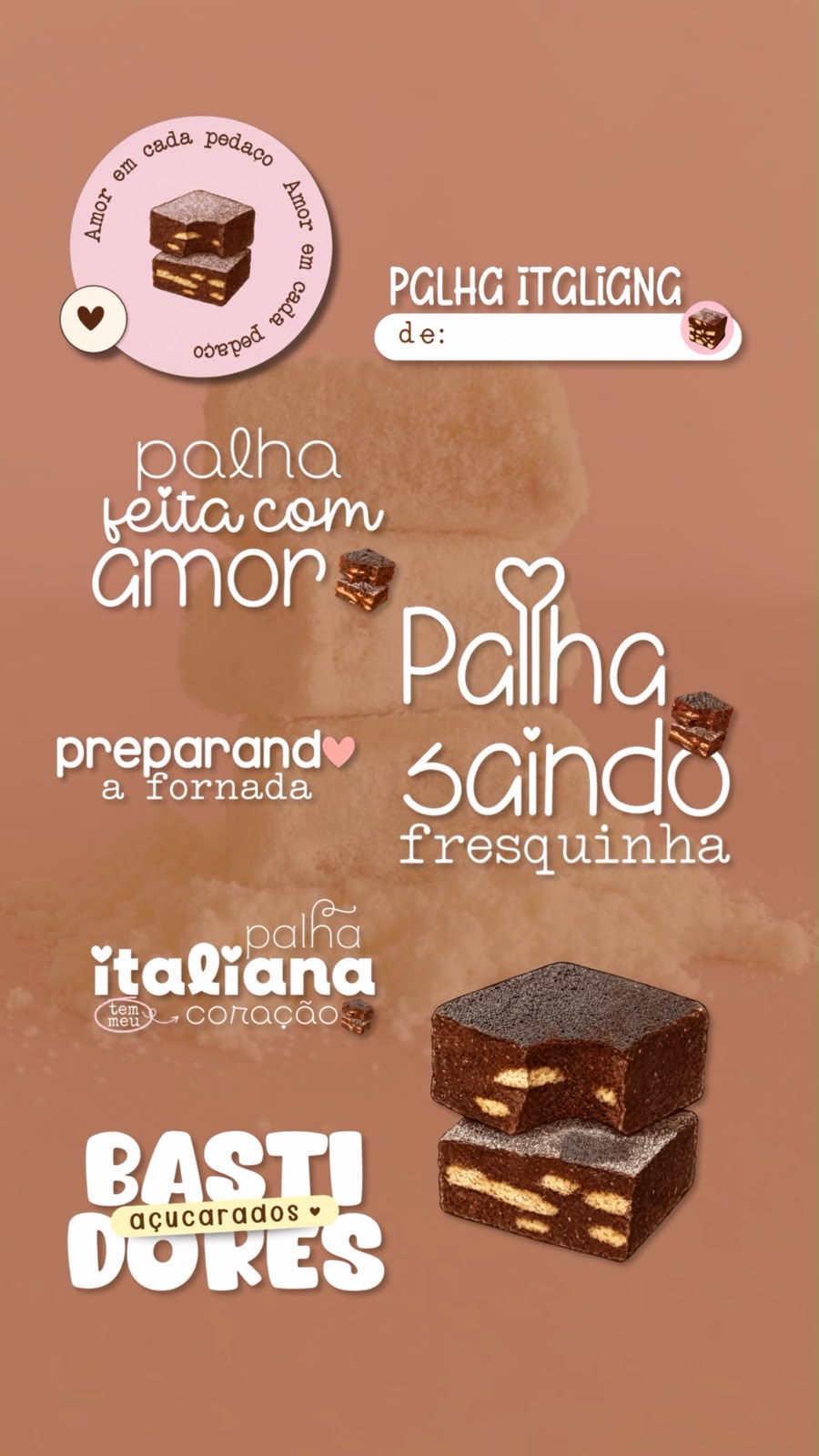 Story de confeitaria montado com figurinhas do Doce Stories