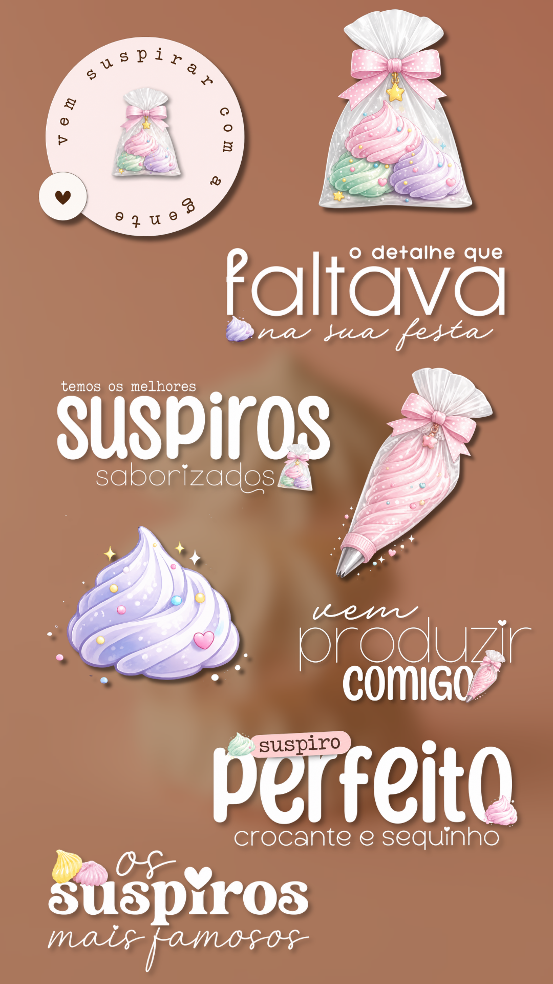 Story de confeitaria montado com figurinhas do Doce Stories
